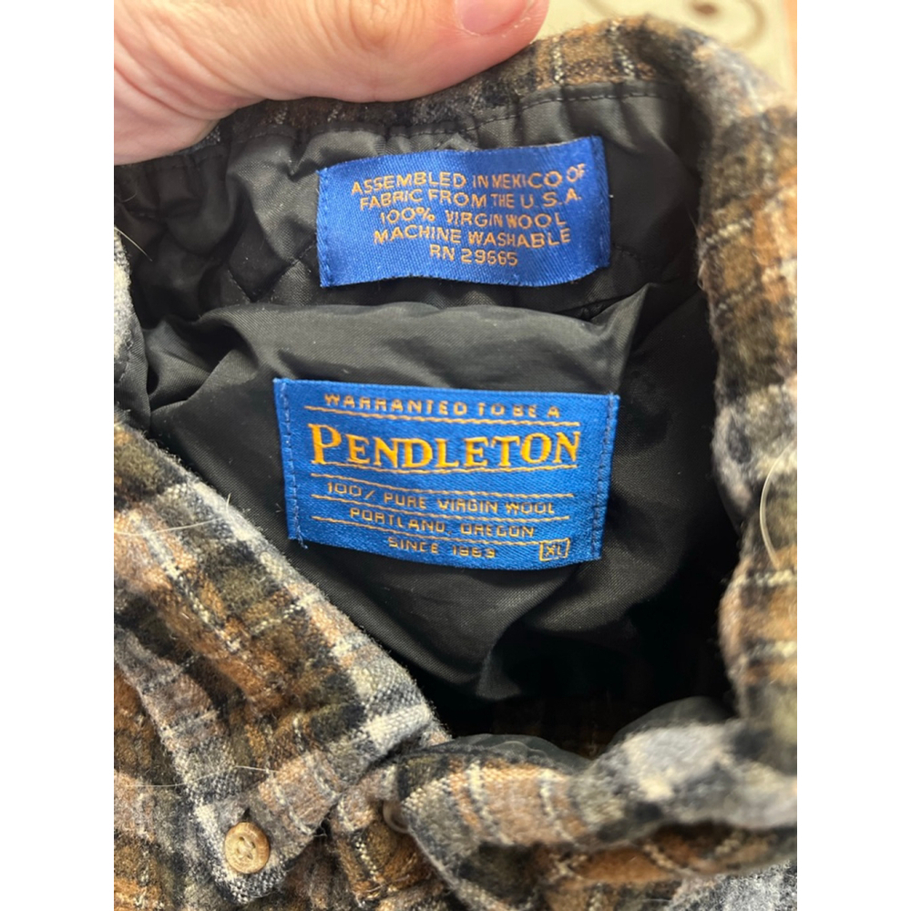 Pendleton Mens Wool Plaid Casual Button Down Shirt XL Brown Gray EUC - Picture 3 of 12